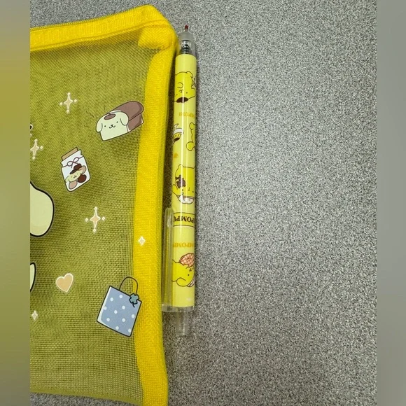 Yellow Pompompurin Mesh Pouch Desk Set Backpack Set - Picture 4 of 5